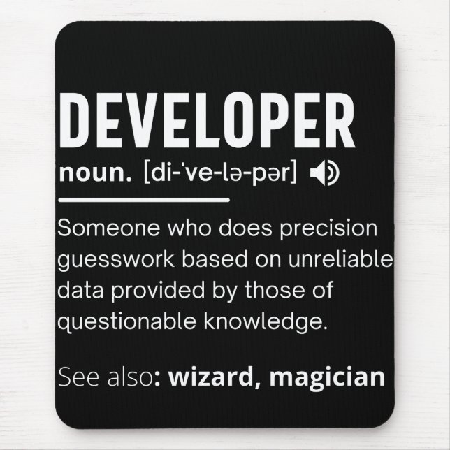 Mousepad Desenvolvedor Dictionary Definition Engraçado dese (Frente)