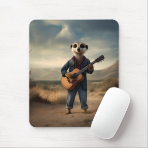 Mousepad Desert Blues: Um dama de guitarra Denim Meerkat,