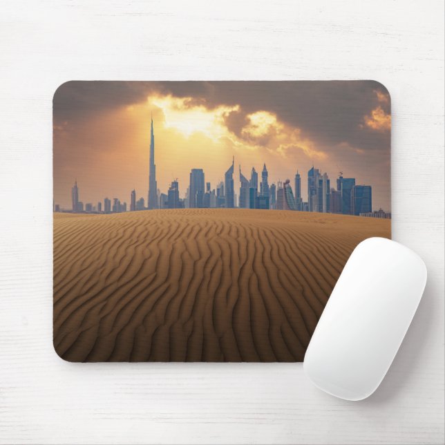 Mousepad Desertos | Vista Skyline do Dubai de Sand Dune (Com mouse)