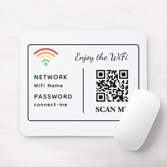 Mousepad Desfrute do nome e senha da rede de código QR WiFi (Com mouse)