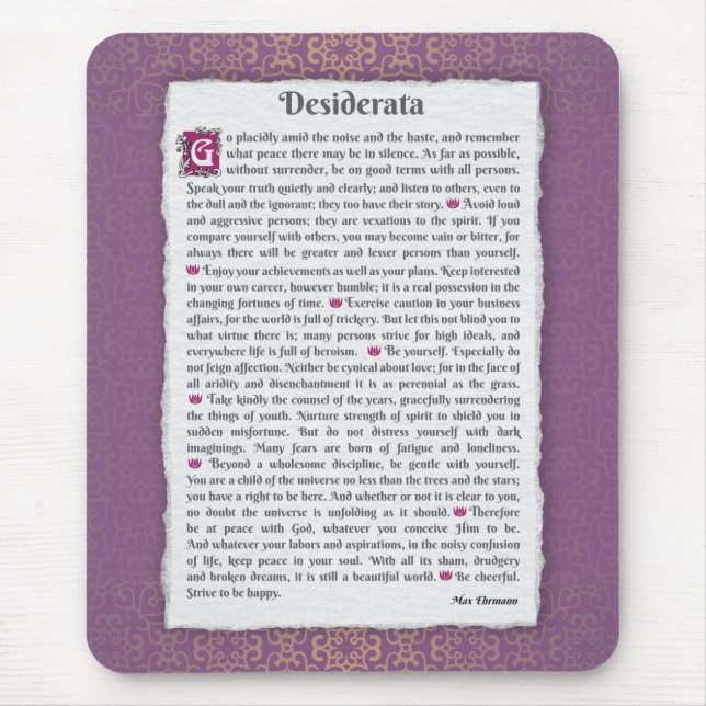 Mousepad Desiderata - Coisas desejadas (Frente)