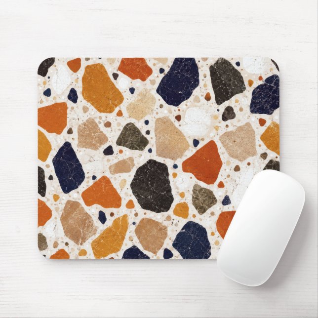 Mousepad Design Abstrato de Terrazzo Mediterrâneo (Com mouse)