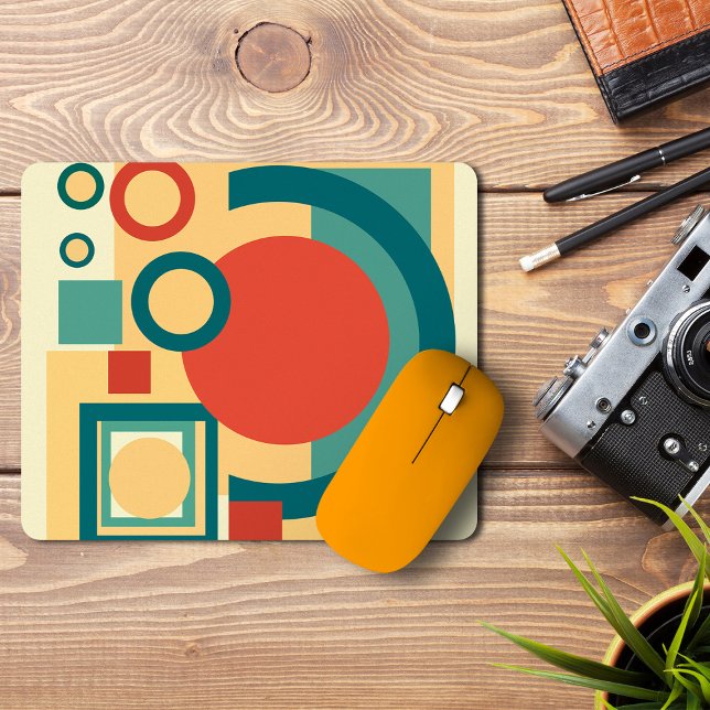 Mousepad Design Abstrato em Estilo Retro Geométrico Risogra (Retro Geometric Risograph Style Abstract Design. Mouse Pad)