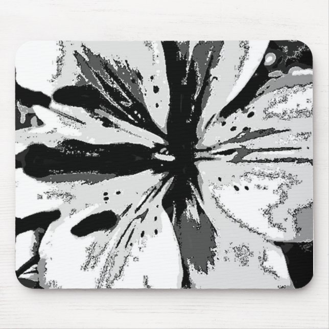 Mousepad design abstrato preto e branco contemporâneo (Frente)