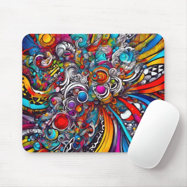 Mousepad Design Abstrato Psicodélico (Com mouse)