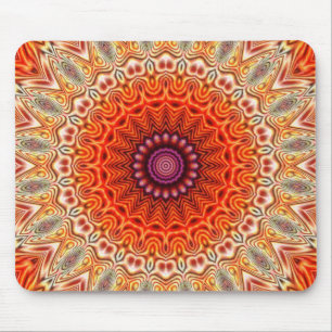 Mousepad Design alaranjado e branco da flor Kaleidoscopic