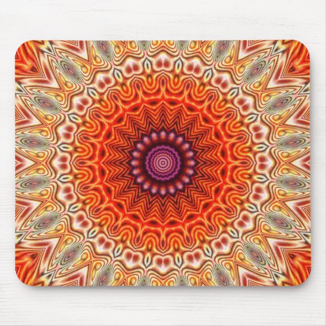 Mousepad Design alaranjado e branco da flor Kaleidoscopic (Frente)