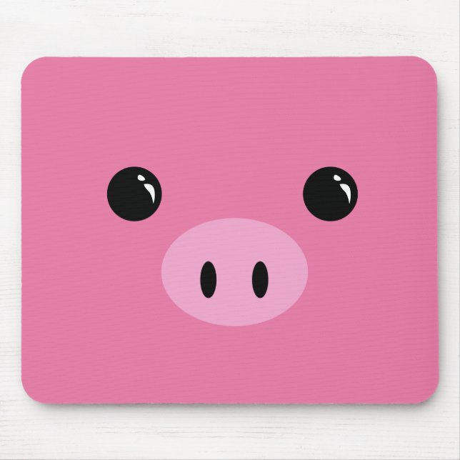 Mousepad Design animal bonito da cara do leitão cor-de-rosa (Frente)