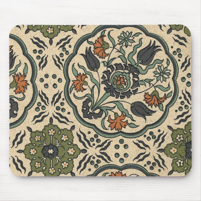 Mousepad Design Azulejo Floral Persa Decorativo (Frente)