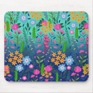 Mousepad Design Bonito de Flores de Gradação de Casa Azul