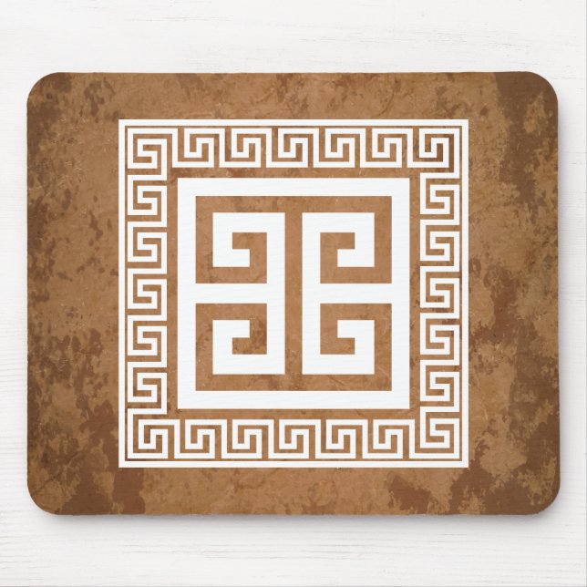 Mousepad Design branco de padrão-chave grego (Frente)