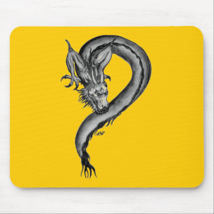 Mousepad Design branco e preto do dragão