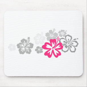 Mousepad Design cinzento e cor-de-rosa do hibiscus