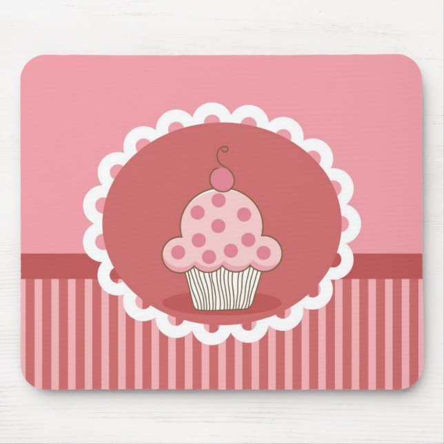 Mousepad Design cor-de-rosa do cupcake (Frente)