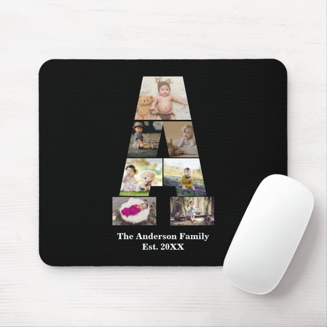 Mousepad Design da sua própria letra A Colagem de fotos (Com mouse)