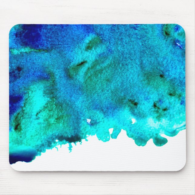 Mousepad Design de abstrato de aquarela azul (Frente)