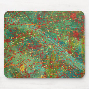 Mousepad Design de abstrato de arte verde-vermelha pingando