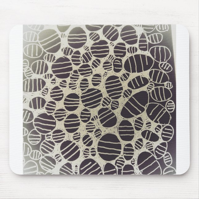 Mousepad Design de abstrato preto e branco redondo (Frente)