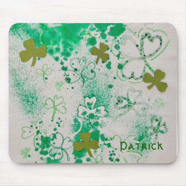 Mousepad Design de apresentação do Shamrock de tela verde (Frente)