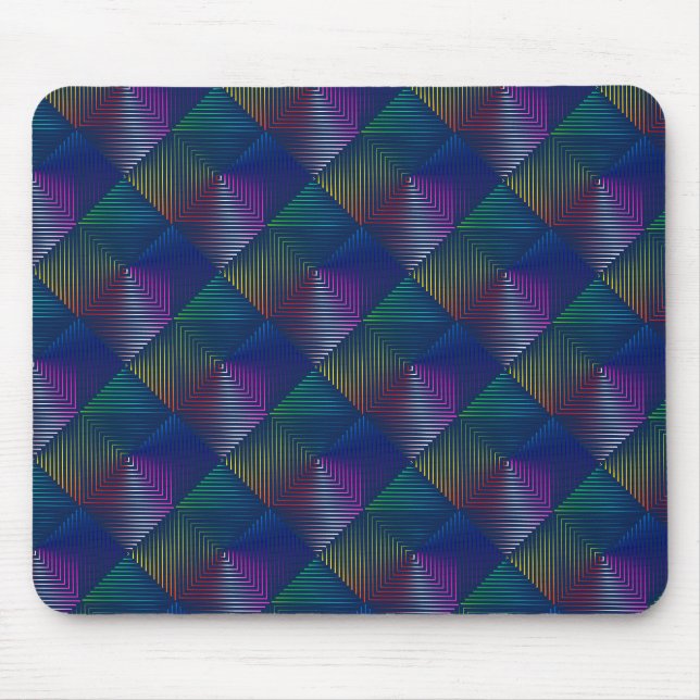 Mousepad Design de arco-íris geométrico em azul (Frente)