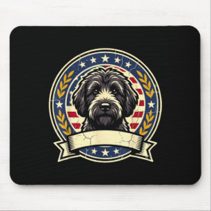 Mousepad Design de arte retrô de cachorro labradoodle preto