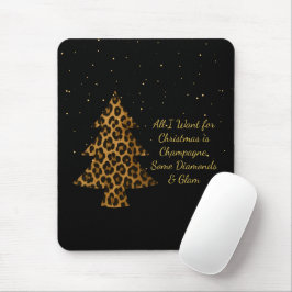 Mousepad Design de árvore de Natal com onça chic para feria