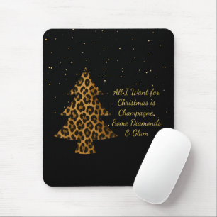 Mousepad Design de árvore de Natal com onça chic para feria