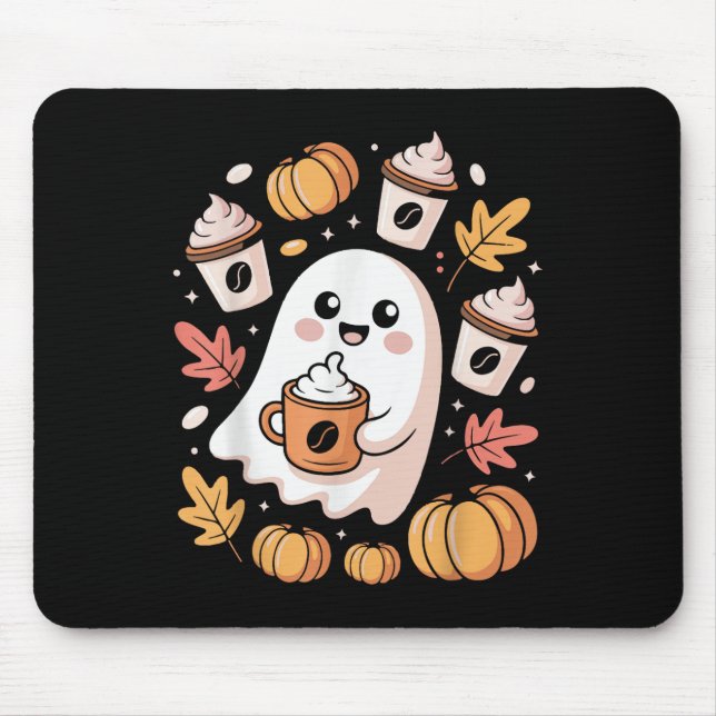 Mousepad Design de Barista Fantasma de Halloween com Tema d (Frente)