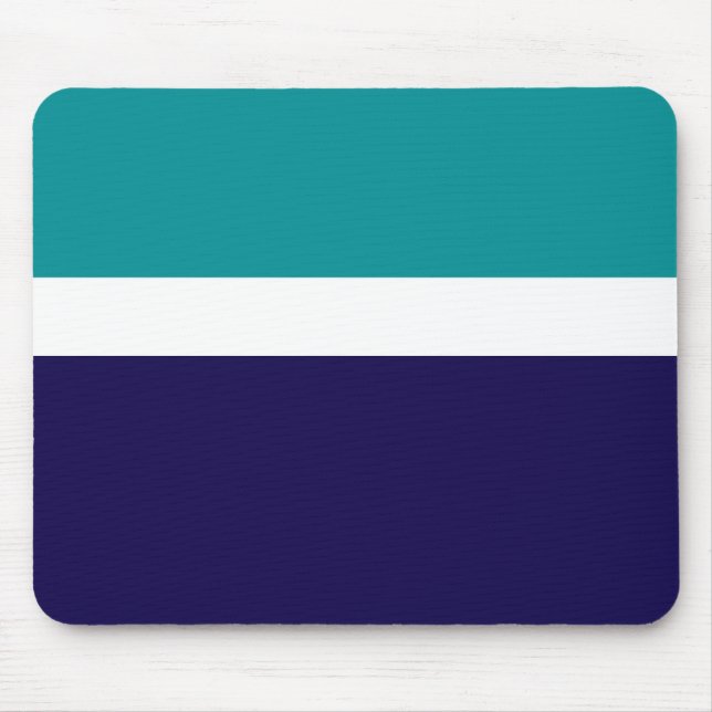 Mousepad Design de Bloco de Cor Azul Branco Teal (Frente)