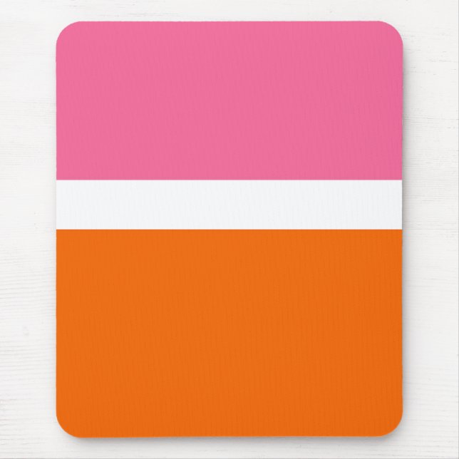 Mousepad Design de Bloco de Cor Laranja Branco Cor Simples  (Frente)