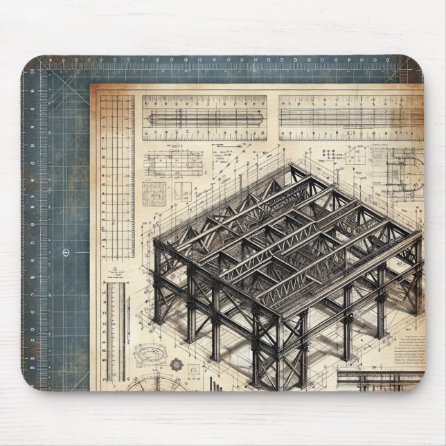 Mousepad Design de Blueprint - Decor do arquiteto (Frente)
