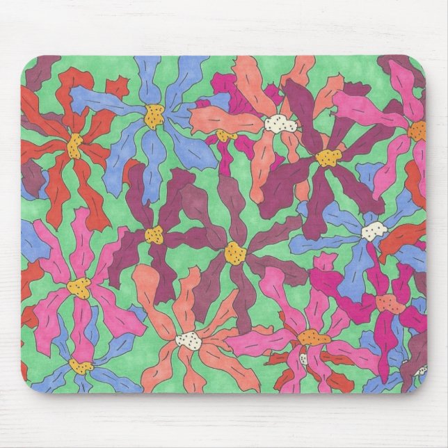 Mousepad Design de Boho do Padrão do Flor Retroativo (Frente)