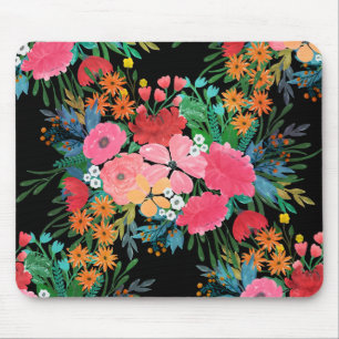 Mousepad Design de Buquê Floral cor-de-água rosa elegante
