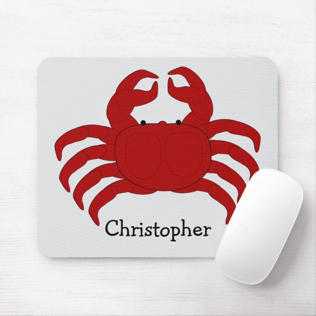 Mousepad Design de Caranguejo Vermelho (Com mouse)