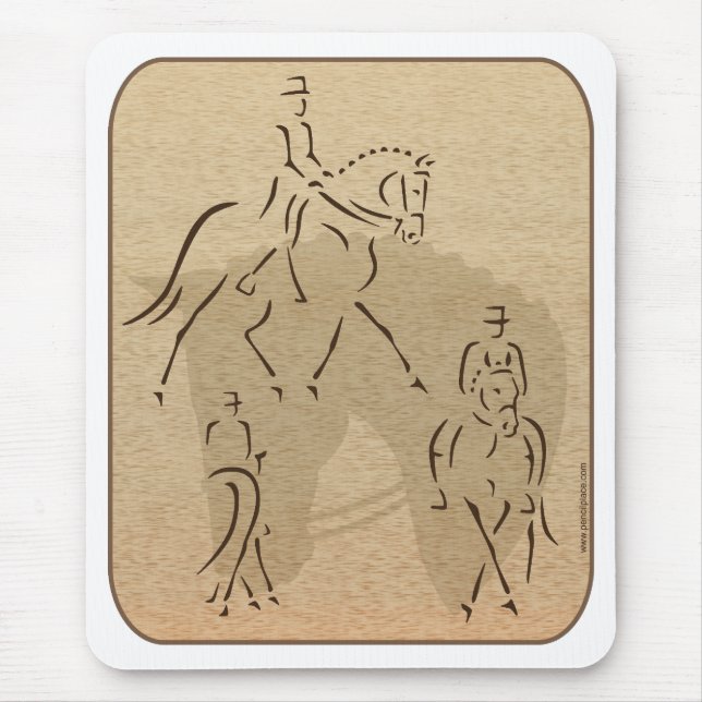 Mousepad Design de Cavalo de Dressage Elegante em Castanho/ (Frente)