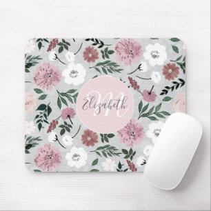 Mousepad design de Cinza de luz de pintura floral elegante