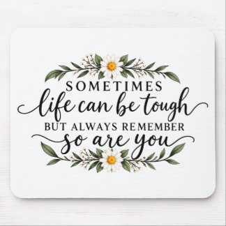 Mousepad Design de Citação Inspiradora Floral Minimalista