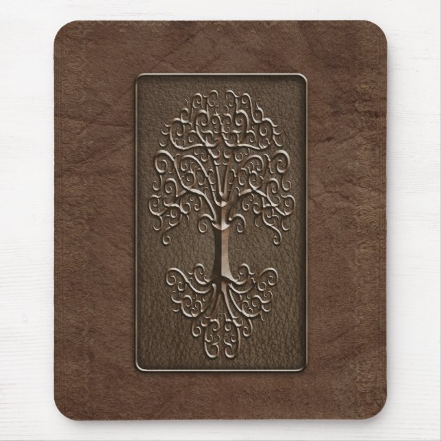 Mousepad Design de couro da árvore - marrom (Frente)