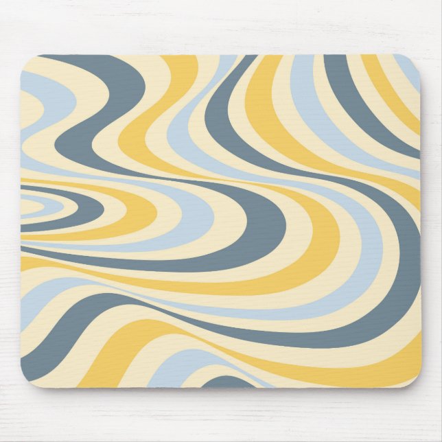 Mousepad Design de espiral abstrato amarelo e azul (Frente)