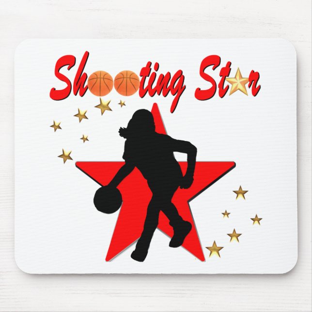 MOUSEPAD DESIGN DE ESTRELA DE TIRADA DE BASQUETEBOL VERMELH (Frente)