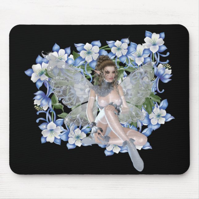 Mousepad Design de Fada de Flor Azul (Frente)