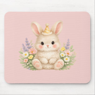 Mousepad Design de Flor Silvestre de Coelho Fofo para Jardi
