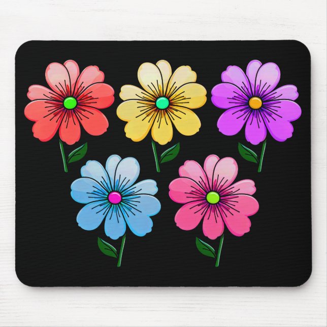 Mousepad design de flores de 5 cores (Frente)
