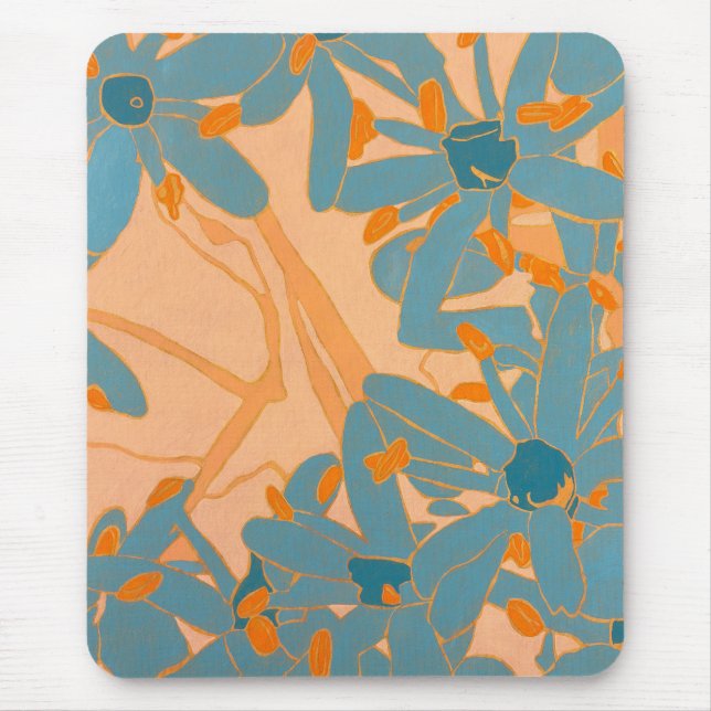 Mousepad Design de Folhas Contemporâneo em Pêssego (Frente)