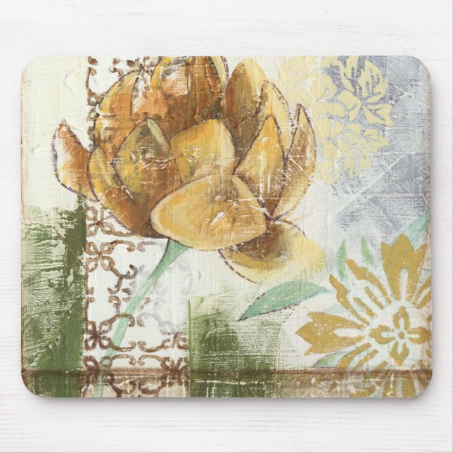 Mousepad Design de Fresco Decorativo com Flor Global (Frente)