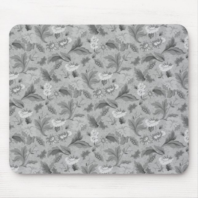 Mousepad Design de fundo floral de cinza branca (Frente)