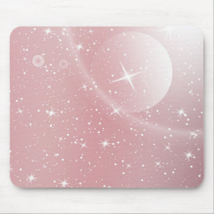 Mousepad Design de Galáxia da Lua Rosa Gradiente Pastel Sta