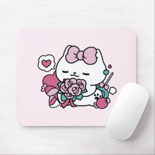 Mousepad Design de Gato Dia de os namorados Bonito - Feline