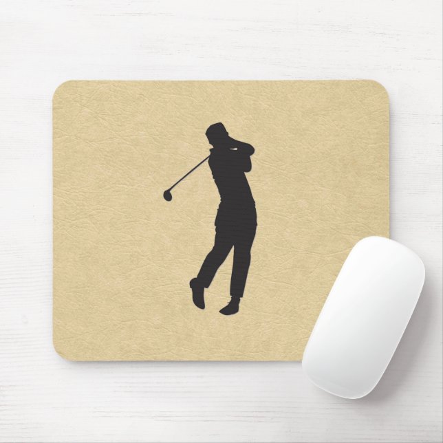 Mousepad Design de golfe em couro tan (Com mouse)