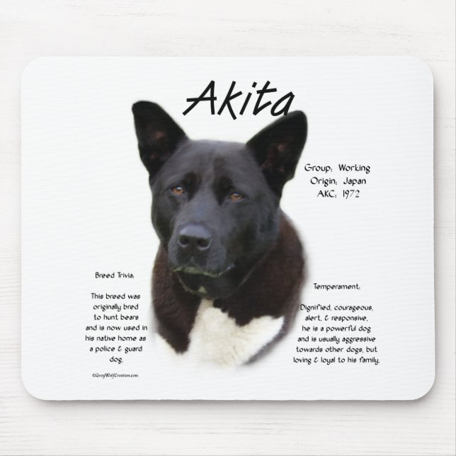 Mousepad Design de História de Akita Negro (Frente)